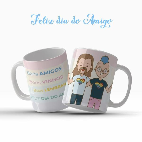 Imagem de Caneca Porcelana 325ml Amigos Boas Lembranças