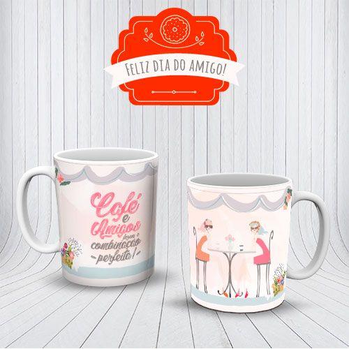 Imagem de Caneca Porcelana 325ml Café e Amigos