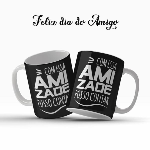 Imagem de Caneca Porcelana 325ml Com Essa Amizade Posso Contar