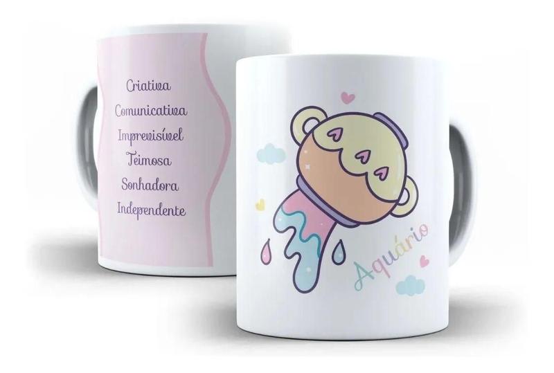 Imagem de Caneca Porcelana Aquário Signos Cute Aquariana