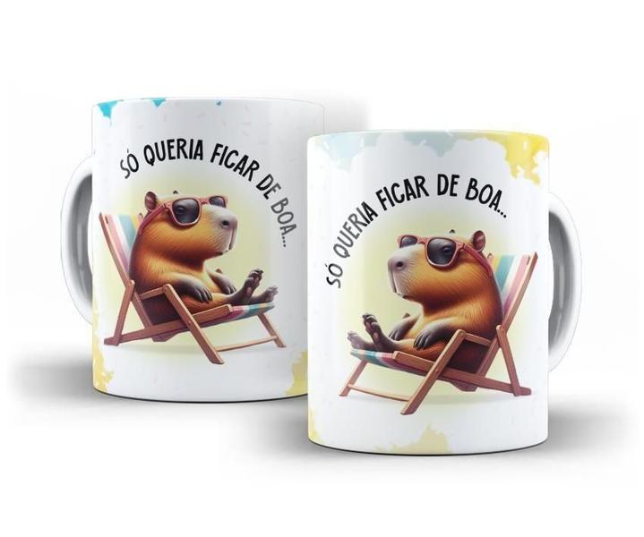 Imagem de Caneca Porcelana Divertida Capivara Só Queria Ficar de Boa