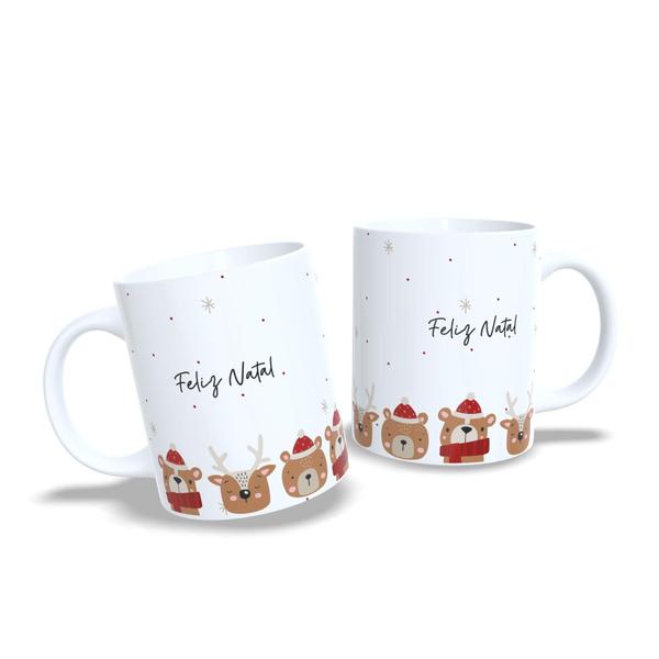 Imagem de Caneca Porcelana Feliz Natal Urso 2 325ml Com Caixinha