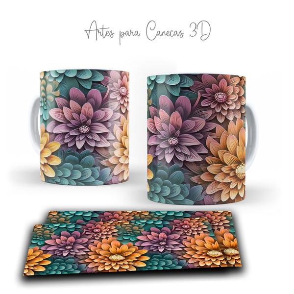 Imagem de Caneca Porcelana Florais Especiais 3D