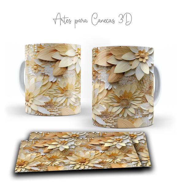 Imagem de Caneca Porcelana Florais Especiais 3D