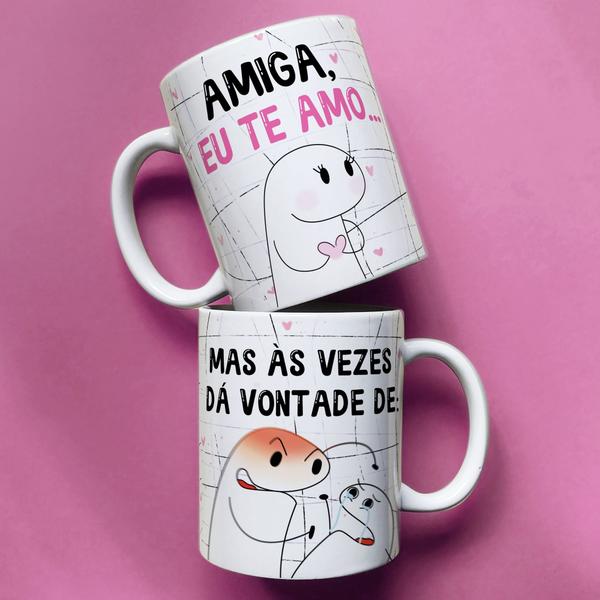 Imagem de Caneca porcelana flork amigas, amiga eu te amo ... mas as vezes dá vontade de ... 325ml