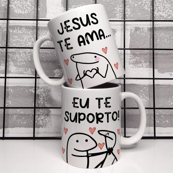 Imagem de Caneca porcelana flork jesus te ama, eu te suporto 325ml