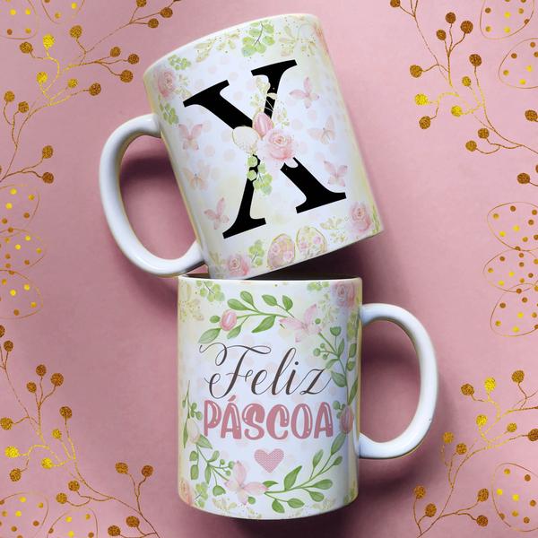 Imagem de Caneca porcelana letra x feliz pascoa 325 ml