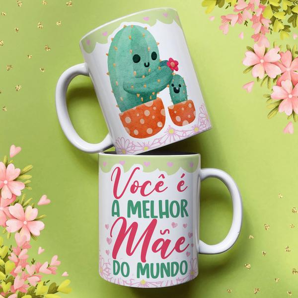 Imagem de Caneca porcelana mãe cactos - você é a melhor mãe do mundo 325ml