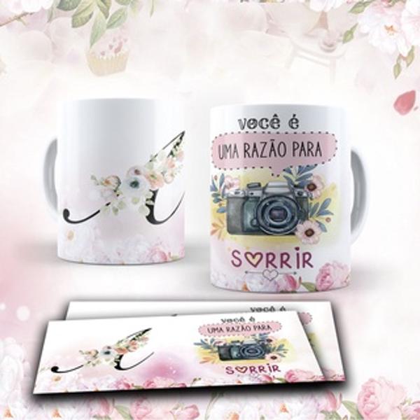 Imagem de Caneca Porcelana Personalizada Alfabeto Floral + Caixinha de Presente Criativo (vários temas)