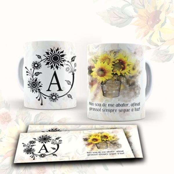 Imagem de Caneca Porcelana Personalizada Alfabeto Floral + Caixinha de Presente Criativo (vários temas)