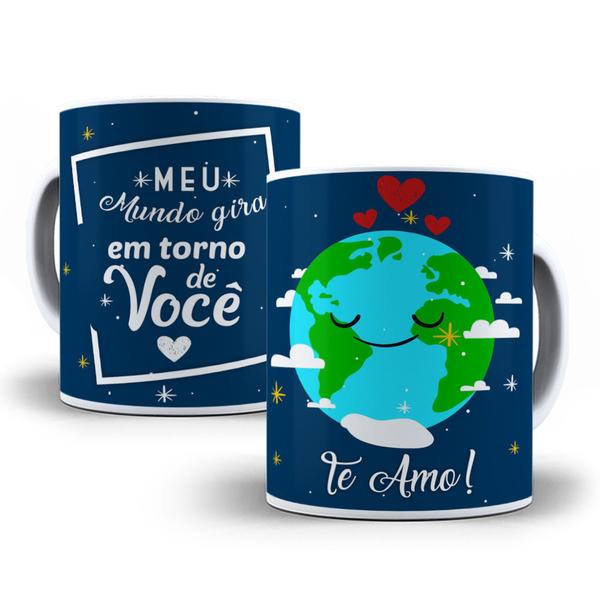 Imagem de Caneca porcelana personalizada - presente para Namorado (a) Meu mundo gira em torno de você