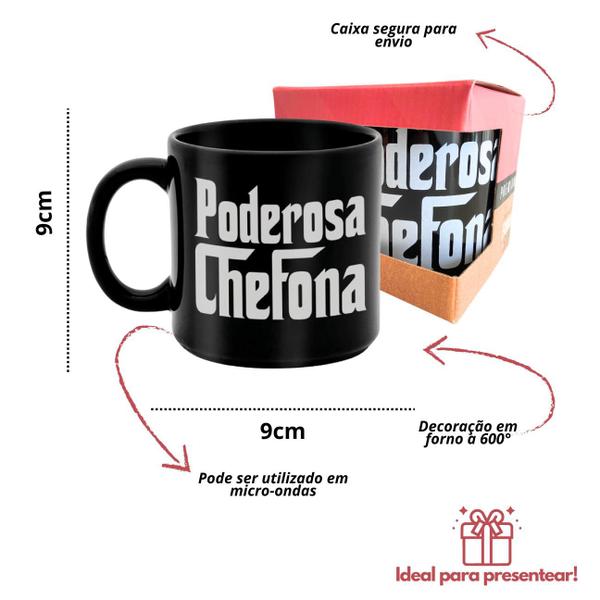 Imagem de Caneca Porcelana Premium Café Chá Poderosa Chefona Com Caixa 330ml