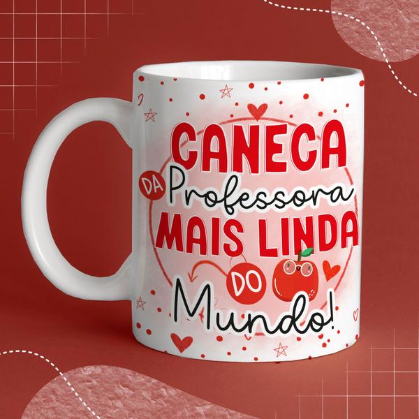 Imagem de Caneca Porcelana Prof Caneca da professora mais linda do mundo 325 ml