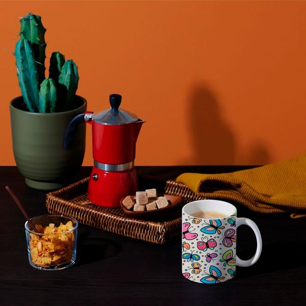 Caneca Porcelana Xícara de Café Chá Borboletas Kit 4 Unid - PN Imagem de Caneca Porcelana Xícara de Café Chá Borboletas Kit 4 Unid