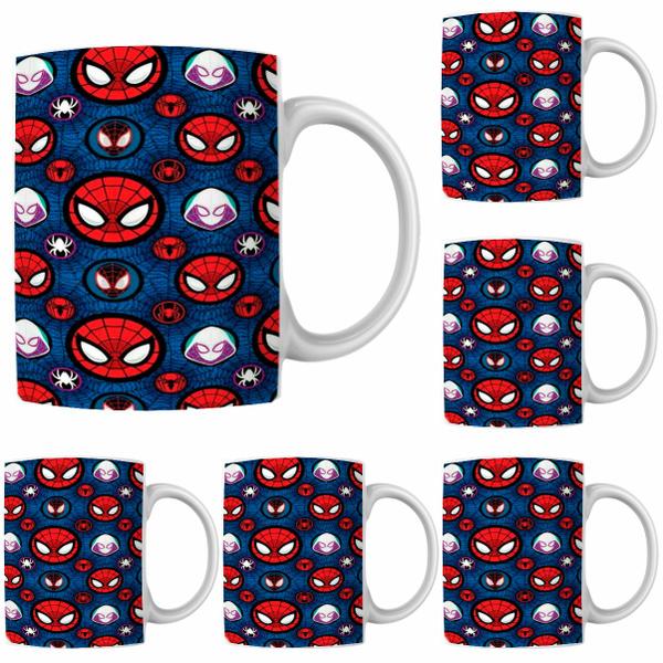 Imagem de Caneca Porcelana Xícara de Café Chá Homem Aranha Kit 4 Unid