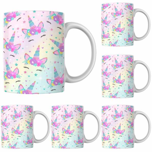 Caneca Porcelana Xícara de Café de Unicórnios Kit 4 Unid - PN Imagem de Caneca Porcelana Xícara de Café de Unicórnios Kit 4 Unid
