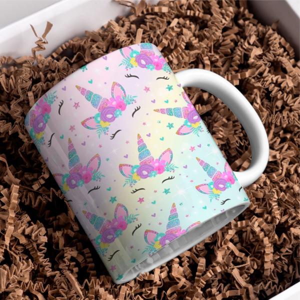 Caneca Porcelana Xícara de Café de Unicórnios Kit 4 Unid - PN Imagem de Caneca Porcelana Xícara de Café de Unicórnios Kit 4 Unid