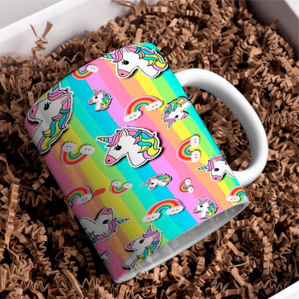 Caneca Porcelana Xícara de Café de Unicórnios Kit 4 Unid - PN Imagem de Caneca Porcelana Xícara de Café de Unicórnios Kit 4 Unid