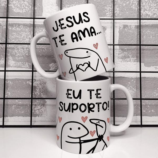 Imagem de Caneca Porcelana Xícara Personalizada Flork Jesus Te Ama Meme Divertida - MEGA OFERTA!