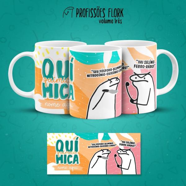 Imagem de Caneca Porcelana Xícara Personalizada Profissão Química Flork trabalho C/Nome