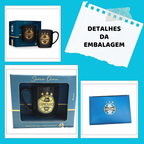 Imagem de Caneca Porcelana Xícara Preto Dourado Urban 300ml Serie Ouro Grêmio Oficial