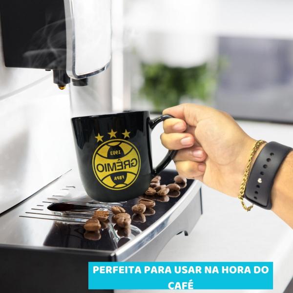 Imagem de Caneca Porcelana Xícara Preto Dourado Urban 300ml Serie Ouro Grêmio Oficial