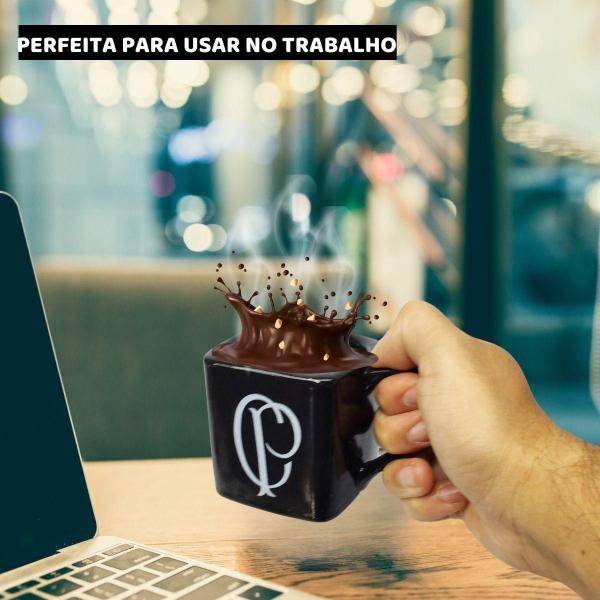 Imagem de Caneca Porcelana Xícara Quadrada 220Ml Café Preto