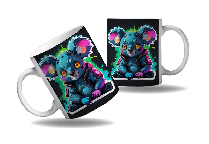 Imagem de Caneca Presente Geek Nerd Cyberpunk Animal Coala Tecno HD