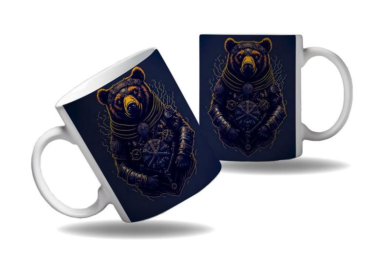 Imagem de Caneca Presente Geek Nerd Tecno Vapor Steampunk Urso Marrom