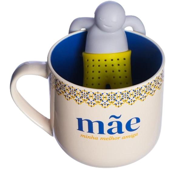 Imagem de Caneca Presente Mãe Chá Infusor 350ml Azulejo Zona Criativa