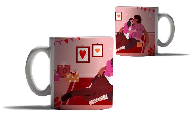 Imagem de Caneca Presente Namorados Casal Desenho Amor Diversidade 