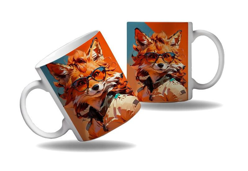 Imagem de Caneca Presente Nerd Geek Óculos Animais Modernos Raposa