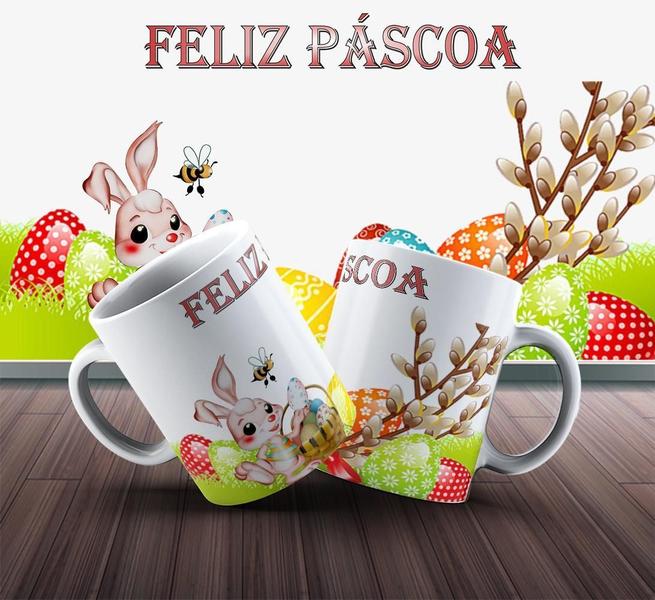 Imagem de Caneca Presente Porcelana 325Ml Tema Feliz Páscoa 9