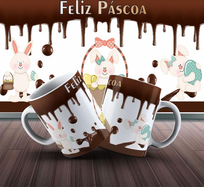 Imagem de Caneca Presente Porcelana 325ml Tema Páscoa Coelho 9