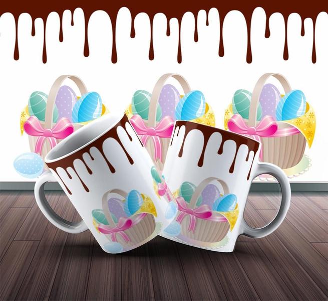 Imagem de Caneca Presente Porcelana 325Ml Tema Páscoa Ovo De Chocolate