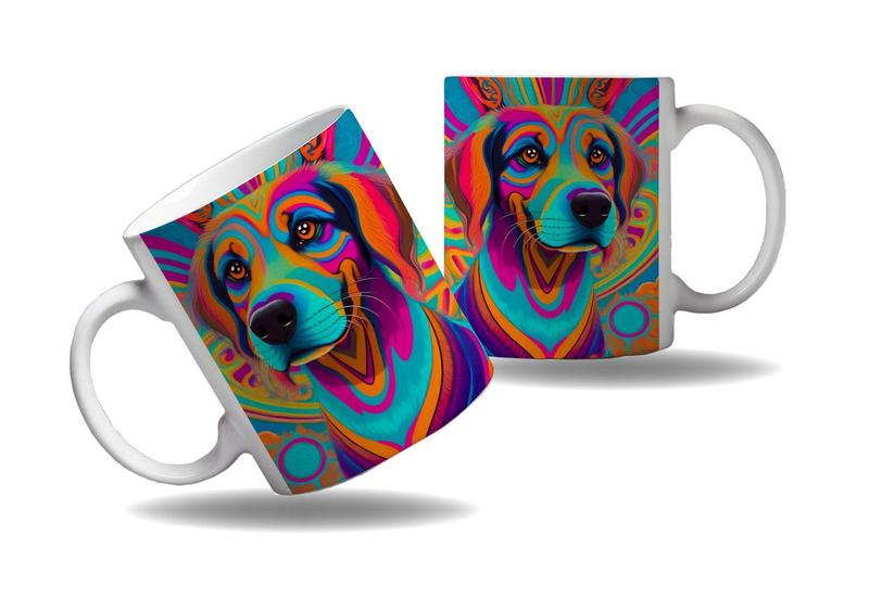 Imagem de Caneca Presente Tema Cachorro Psicodélico Cores Rave Doce 2