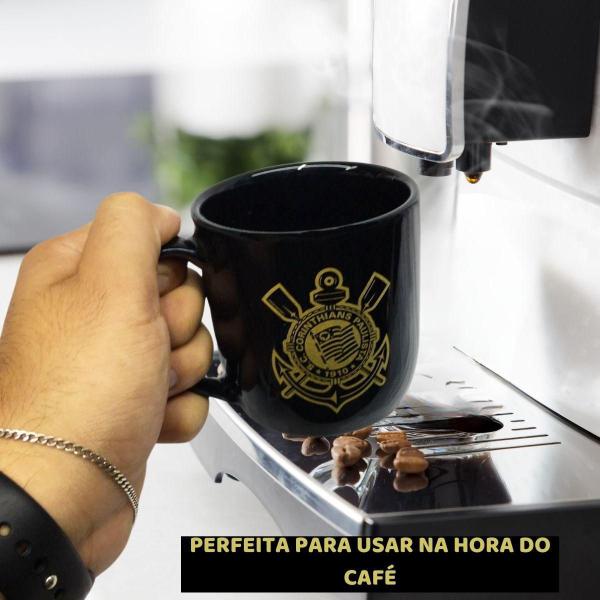 Imagem de Caneca Preta Xícara Porcelana Urban 300Ml Café Time