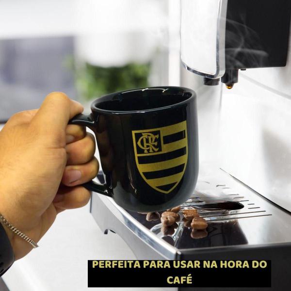 Imagem de Caneca Preta Xícara Porcelana Urban 300Ml Café Time Flamengo