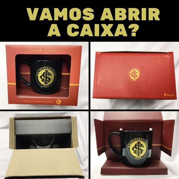 Imagem de Caneca Preta Xícara Porcelana Urban 300ml Café Time Internacional Serie Ouro Dourado Oficial