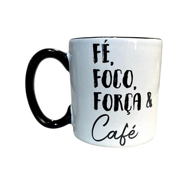 Imagem de Caneca  Reta 300Ml  Branca - Fé Foco Força Café