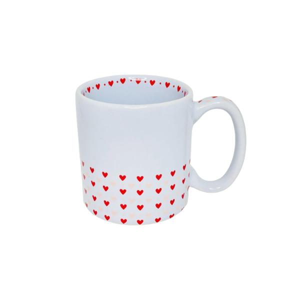 Imagem de Caneca Reta 300Ml Branco Corações Love You Cerâmica Decor