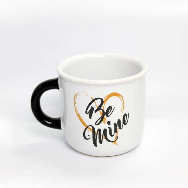 Imagem de Caneca Retrô 340Ml Branco/Preto Be Mine I Love You Cerâmica