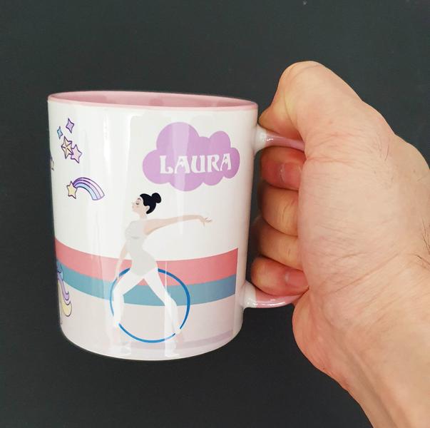 Imagem de Caneca Rosa Personalizada Ginasta e Unicórnio - Com Nome