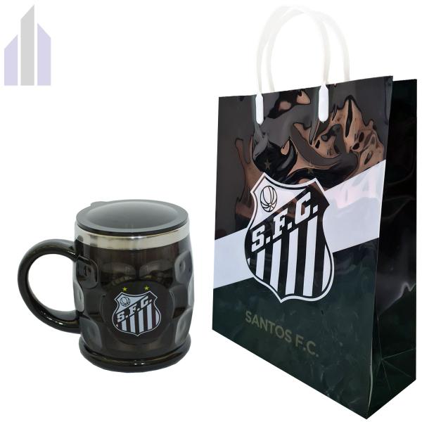 Imagem de Caneca Santos Térmica 500ml Lanterna Cortador e Sacola