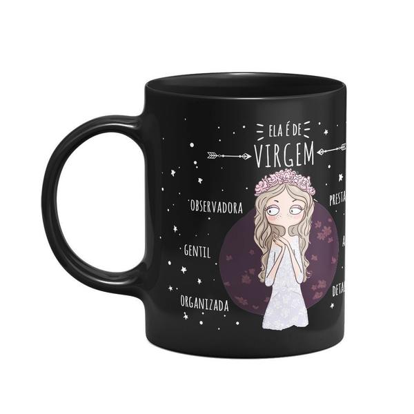 Imagem de Caneca Signos  Preta - Ela é de Virgem