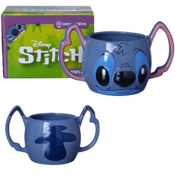 Imagem de Caneca Stitch Formato 3D 450ml Alça Dupla Oficial Disney - Zona Criativa