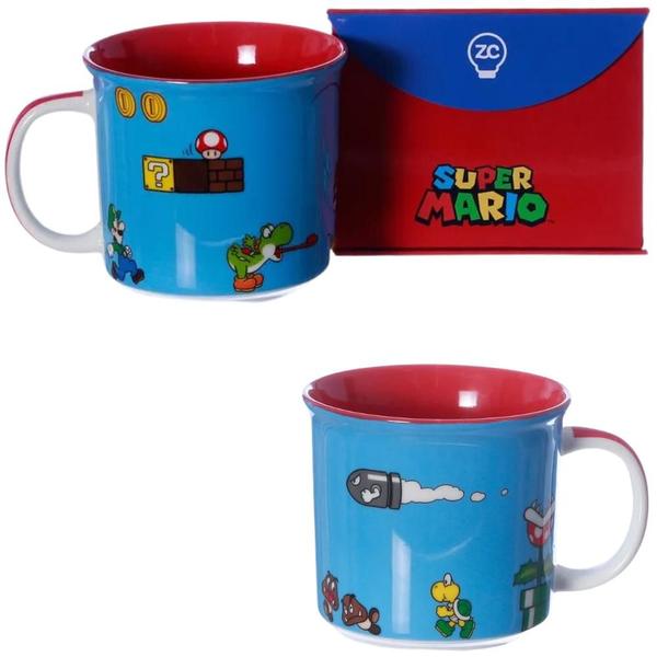 Imagem de Caneca Super Mario Luigi E Yoshi Cerâmica 350ml + Caixa Presente Oficial Nintendo