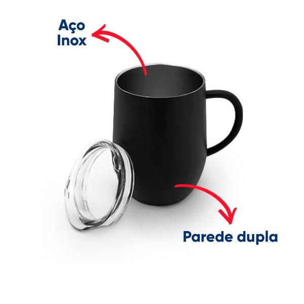 Imagem de Caneca Térmica Aço Inox Black Com Tampa Mimo Style