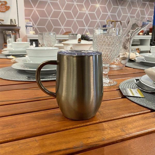 Imagem de Caneca Térmica Aço Inox Bronze Com Tampa Mimo Style