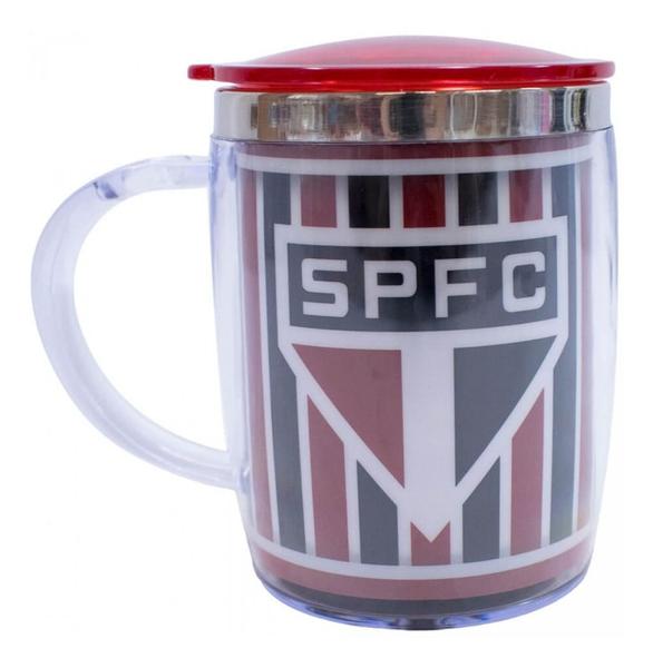 Imagem de Caneca Térmica Arredondada Com Tampa São Paulo 450 Ml